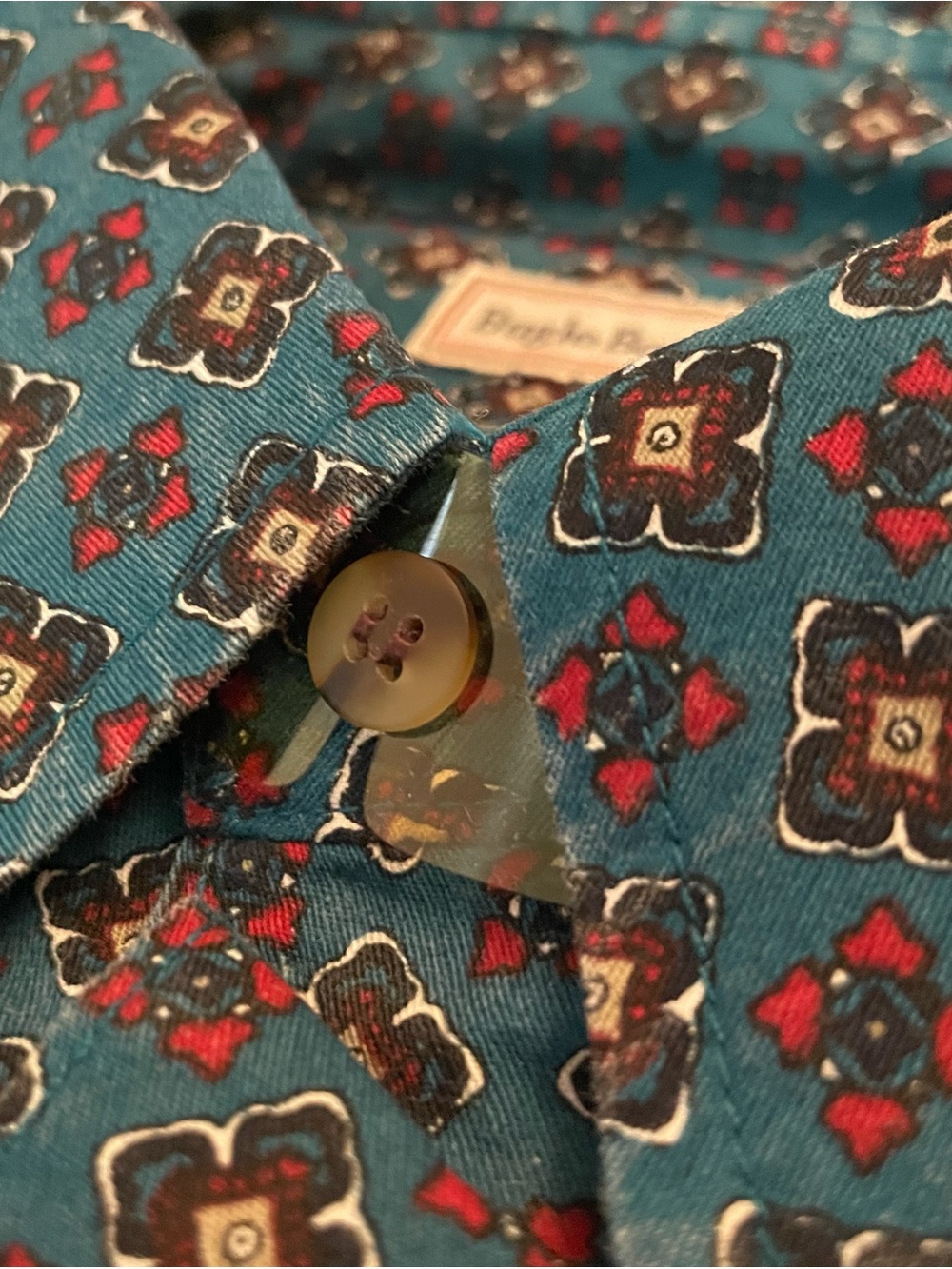 Bugle Boy Button Down Shirt Mens Green Print No Wrinkle New Vintage 90s SIZE XL